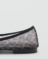 Mango Women's Animal Print Mesh Ballerina Shoes