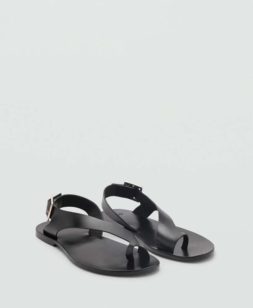 Mango Women's Cross Strap Leather Sandals