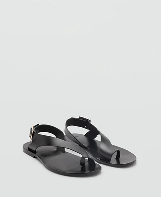 Mango Women's Cross Strap Leather Sandals