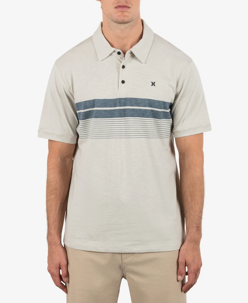 Hurley Men's Printed Stripe Slub Short Sleeve Polo Shirt