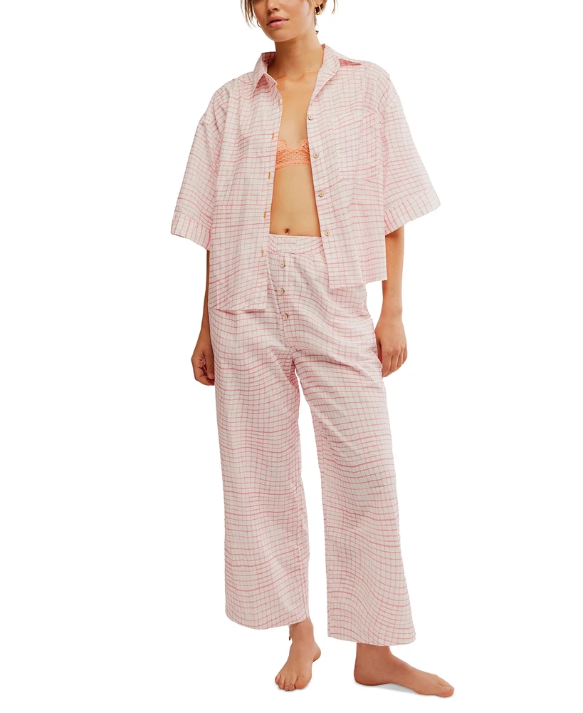 Free People Women's Summer Sleeper Cotton Short-Sleeve Pajama Set