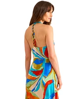 Vince Camuto Women's Leaf-Print T-Back Empire-Waist Dress