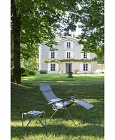 Reclining Steel Zero Gravity Chair with Cushion for Lawn Deck and Poolside