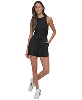 Dkny Sport Women's Cotton Twill Rib-Waistband Cargo Shorts