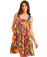 Vince Camuto Women's Sleeveless Tiered Floral Mini Dress