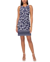 Msk Women's Mixed-Print Keyhole-Back Shift Dress