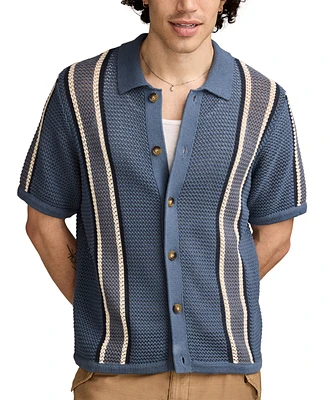 Lucky Brand Men's Short Sleeve Striped Button-Front Shirt