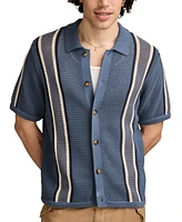 Lucky Brand Men's Short Sleeve Striped Button-Front Shirt