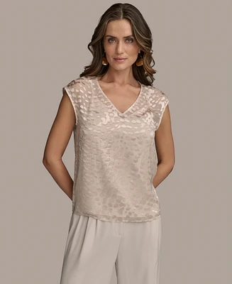 Donna Karan New York Women's V-Neck Burnout Blouse