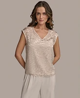 Donna Karan New York Women's V-Neck Burnout Blouse