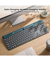 Solar Bluetooth Keyboard, Wireless Keyboard with Solar & Indoor Light Charging, Full Size, 3-Device Connectivity