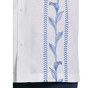 Cubavera Men's Linen Blend Embroidery Leaf Button-Down Shirt