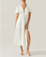 Astr the Label Women's Citrine Puff-Sleeve Linen & Cotton Midi Dress