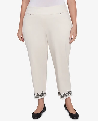 Alfred Dunner Plus Natural Instinct Classic Cuffed Medallion Pull On Ankle Pants