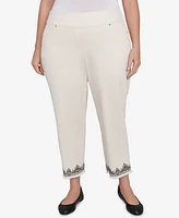 Alfred Dunner Plus Natural Instinct Classic Cuffed Medallion Pull On Ankle Pants