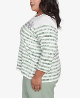 Alfred Dunner Plus Santa Fe Tie Dye Stripe Embroidered Top