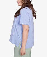 Alfred Dunner Plus Santa Fe Butterfly Embroidered T-Shirt