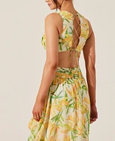 Astr the Label Women's Noya Floral-Print Open-Back Gown