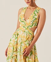 Astr the Label Women's Noya Floral-Print Open-Back Gown