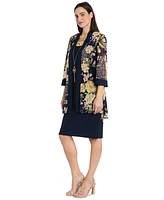 R & M Richards Petite Necklace Sheath Chiffon-Jacket Dress