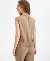 Liverpool Los Angeles Women's Sleeveless Collared Elastic-Back Top