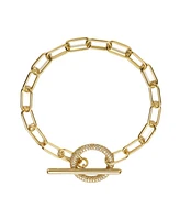 Teens 14K Gold Plated with Cubic Zirconia Double Entwined Cable Chain Bracelet