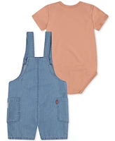 Levi's Baby Boys Bodysuit & Applique Shortalls, 2 Piece Set
