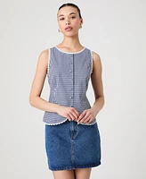French Connection Women's Gingham Lace-Trim Sleeveless Vest