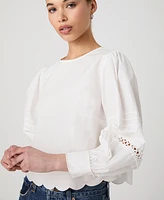 French Connection Women's Alissa Cotton Broiderie Long-Sleeve Top