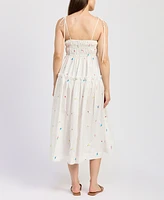En Saison Women's Nellie Cotton Shirred Midi Dress
