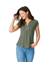 Cable & Gauge Women's Lace Shoulder Short Sleeve Top