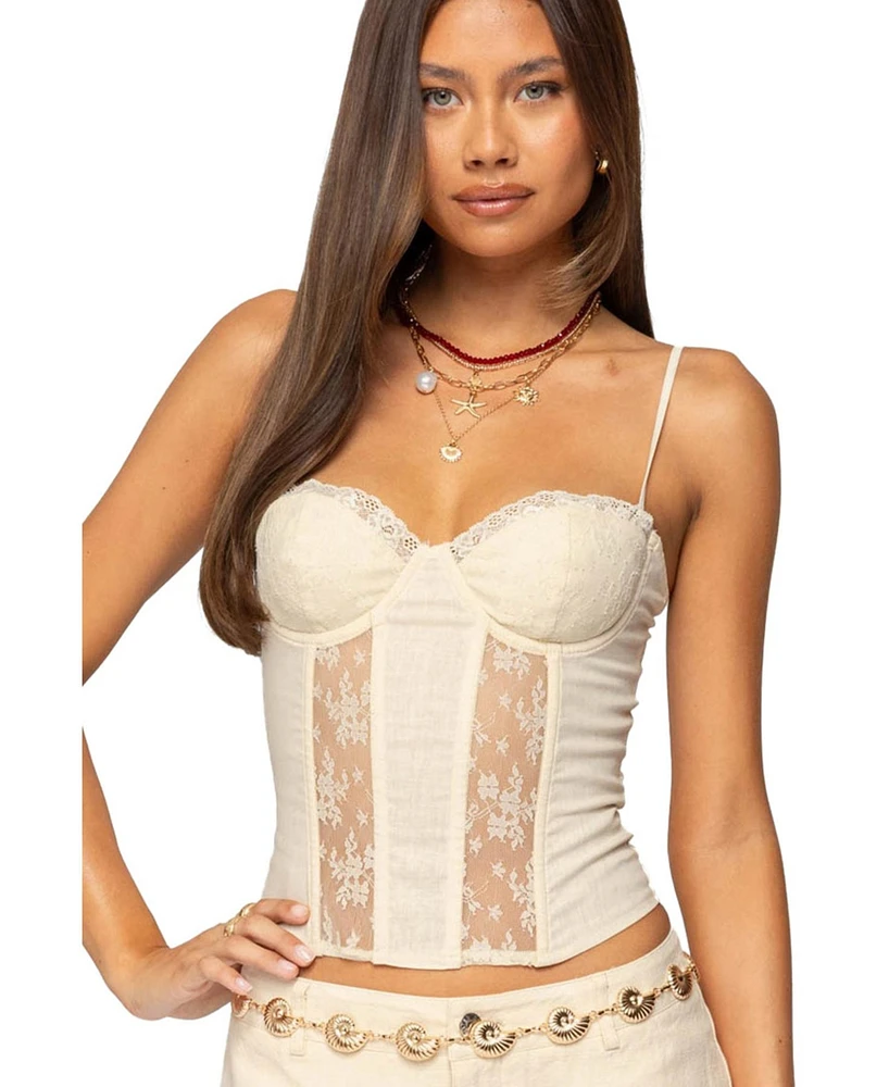 Edikted Women's Avena Linen Look Lacey Corset