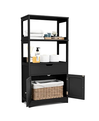 Gymax Bathroom Storage Cabinet w/Drawer Shelf Cupboard Floor