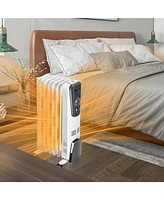 Gymax 1500W Oil Filled Radiator Heater Portable Space Heater w/ 3 Heat Settings