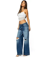 Edikted Women's Mylah Lacey Asymmetric Tank Top