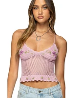 Edikted Women's Quince Backless Embroidered Crochet Top
