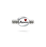 Bling Jewelry Grandma Nana Red Heart Charm Bead Mee-maw Sterling Silver Fits Bracelet