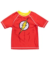 Justice League Toddler Boys Rash Guard and Swim Trunks Outfit Set