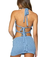 Edikted Women's Shaylee Sequin Knit Backless Top