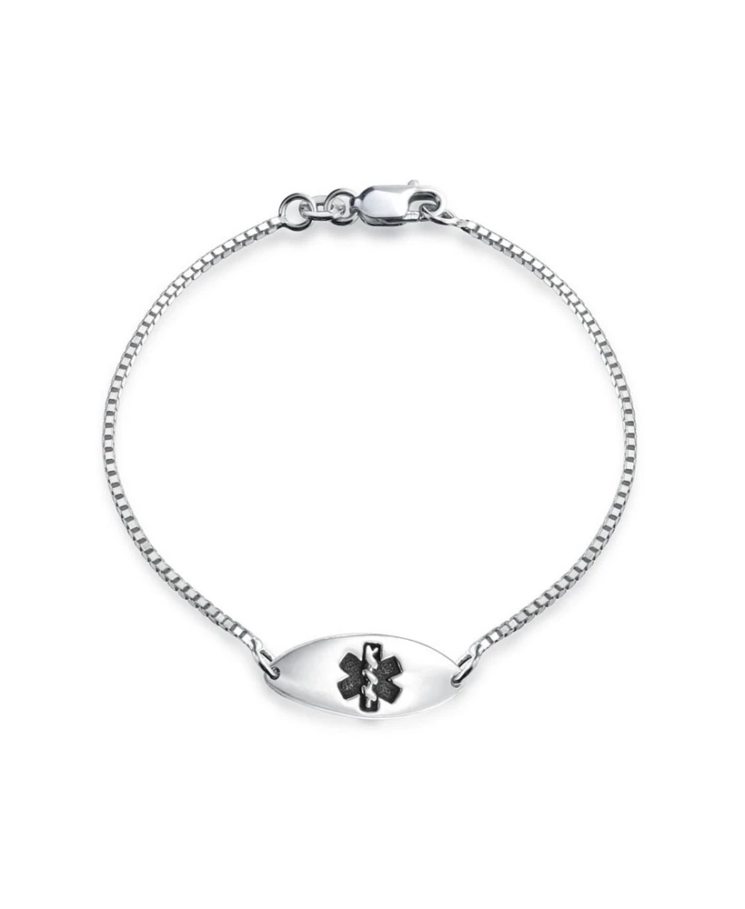 Bling Jewelry Delicate Thin Oval Medical Id Bracelet in Sterling Silver