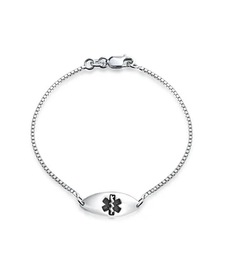 Bling Jewelry Delicate Thin Oval Medical Id Bracelet in Sterling Silver