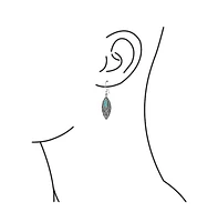 Bling Jewelry Turquoise Leaf Feather Dangle Stone Earrings Sterling Silver Jewelry