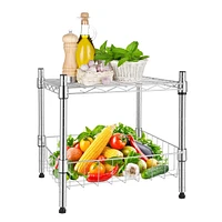 Heavy Duty Shelving Unit, Wire Metal Stackable Storage, 1-Tier Shelf, with Basket