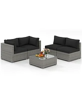 Gymax 10PCS Sectional Sofa Couch Pe Rattan Conversation Set