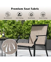 2 Piece Patio Dining Chairs Large Outdoor Chairs with Breathable Seat and Metal Frame