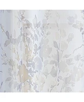Kate Aurora Gray 4 Piece Rod Pocket Semi Sheer Floral Window Curtain Panel Set