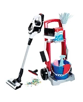 Theo Klein 11 Piece Kids Pretend Play Cleaning Cart Set with Vacuum, Mop, Broom, Bucket, Dustpan, Bottle, & Supplies for Children Ages 3 Years and Up