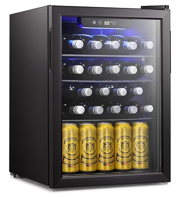 Antartic Star Beverage Cooler and Refrigerator, 95 Can/24 Bottle Mini Fridge with Glass Door, Compact Drink Fridge with Adjustable Shelves for Soda, B