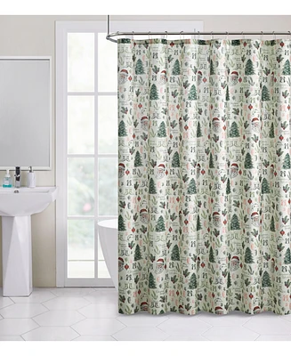 Kate Aurora Holiday Living Sparkly Metallic Christmas Santa Fabric Shower Curtain