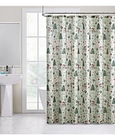 Kate Aurora Holiday Living Sparkly Metallic Christmas Santa Fabric Shower Curtain